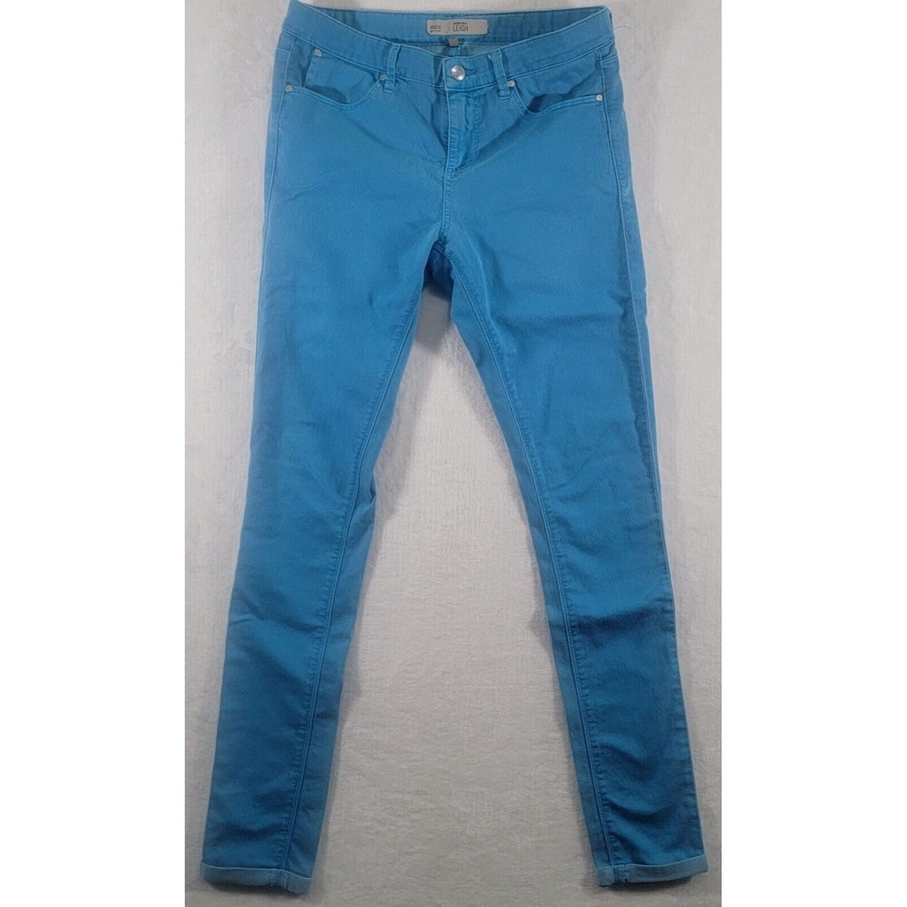 Topshop Moto Leigh Skinny Jeans 30 x 32 Mid Rise Rolled Cuff Stretch Blue Denim